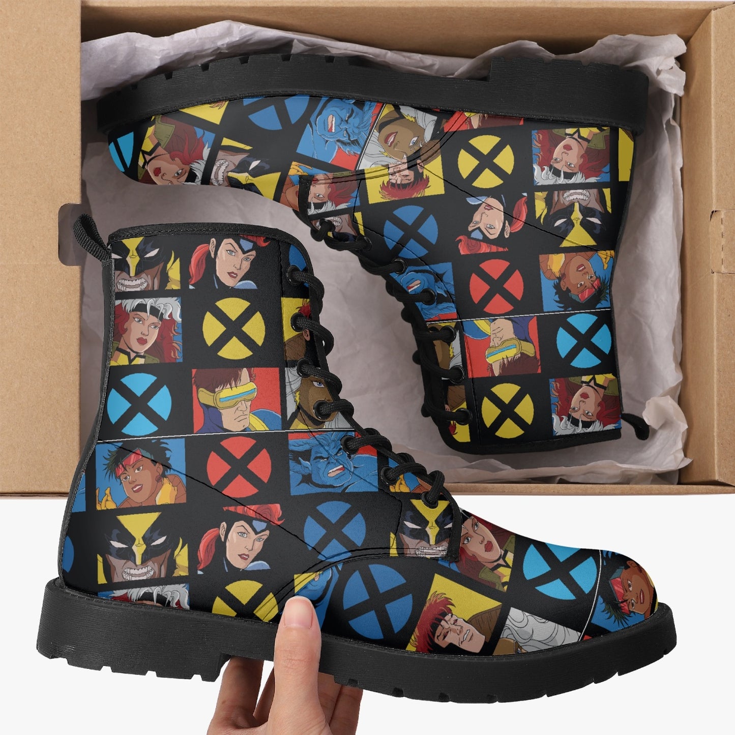 XMen Cartoon Leather Combat Boots