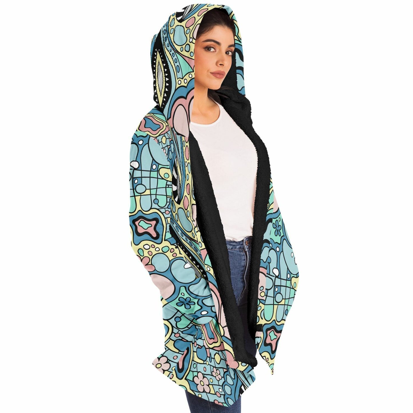 Magical Abstract Fleece Lined Hooded Cloak
