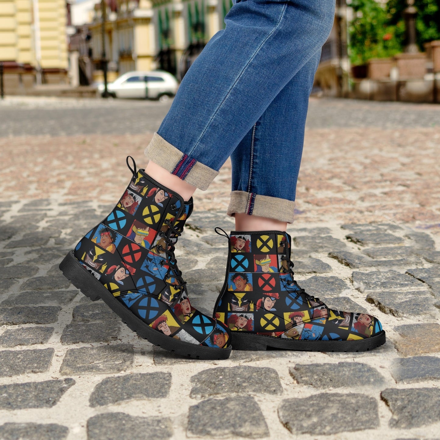 XMen Cartoon Leather Combat Boots