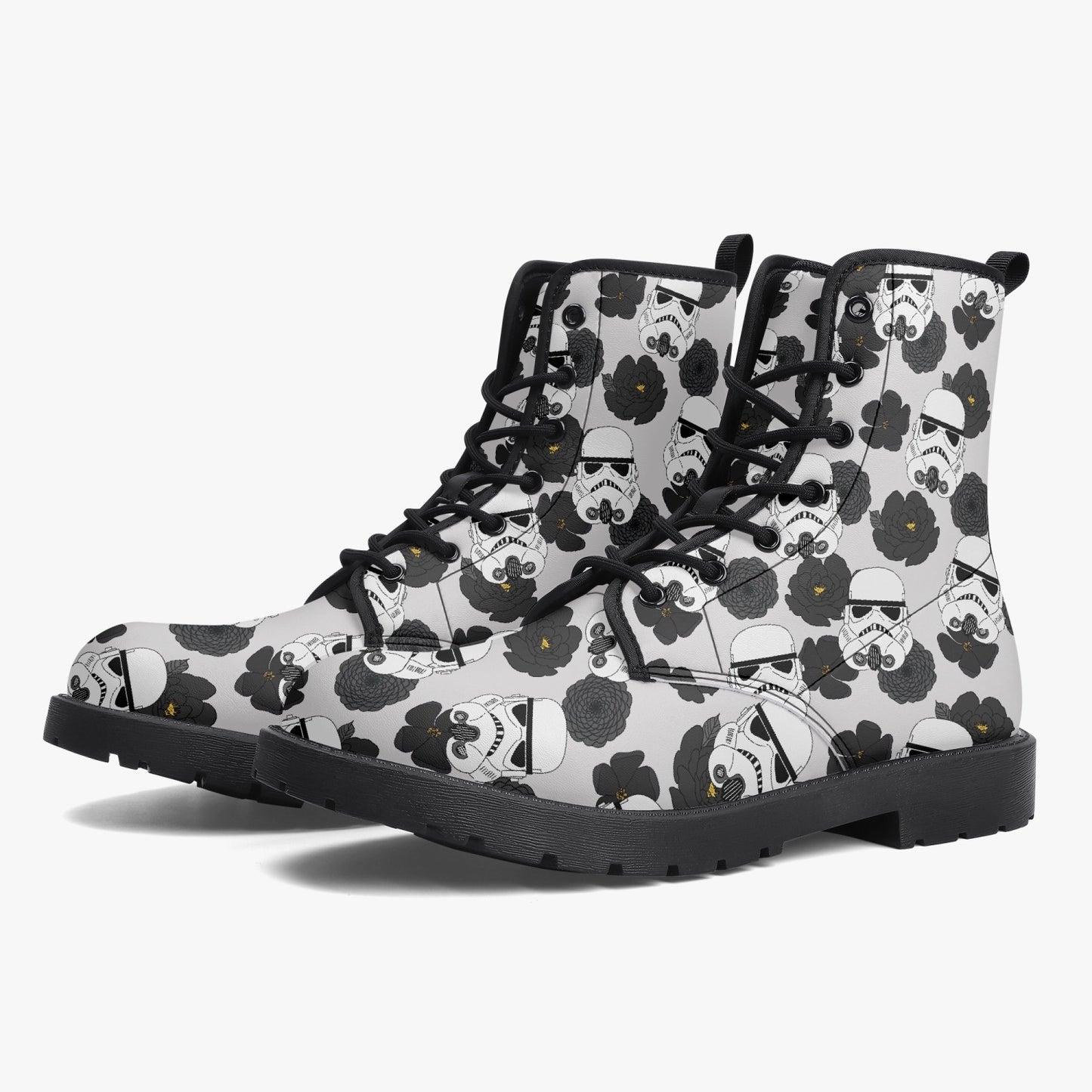 Storm Trooper Floral Leather Combat Boots