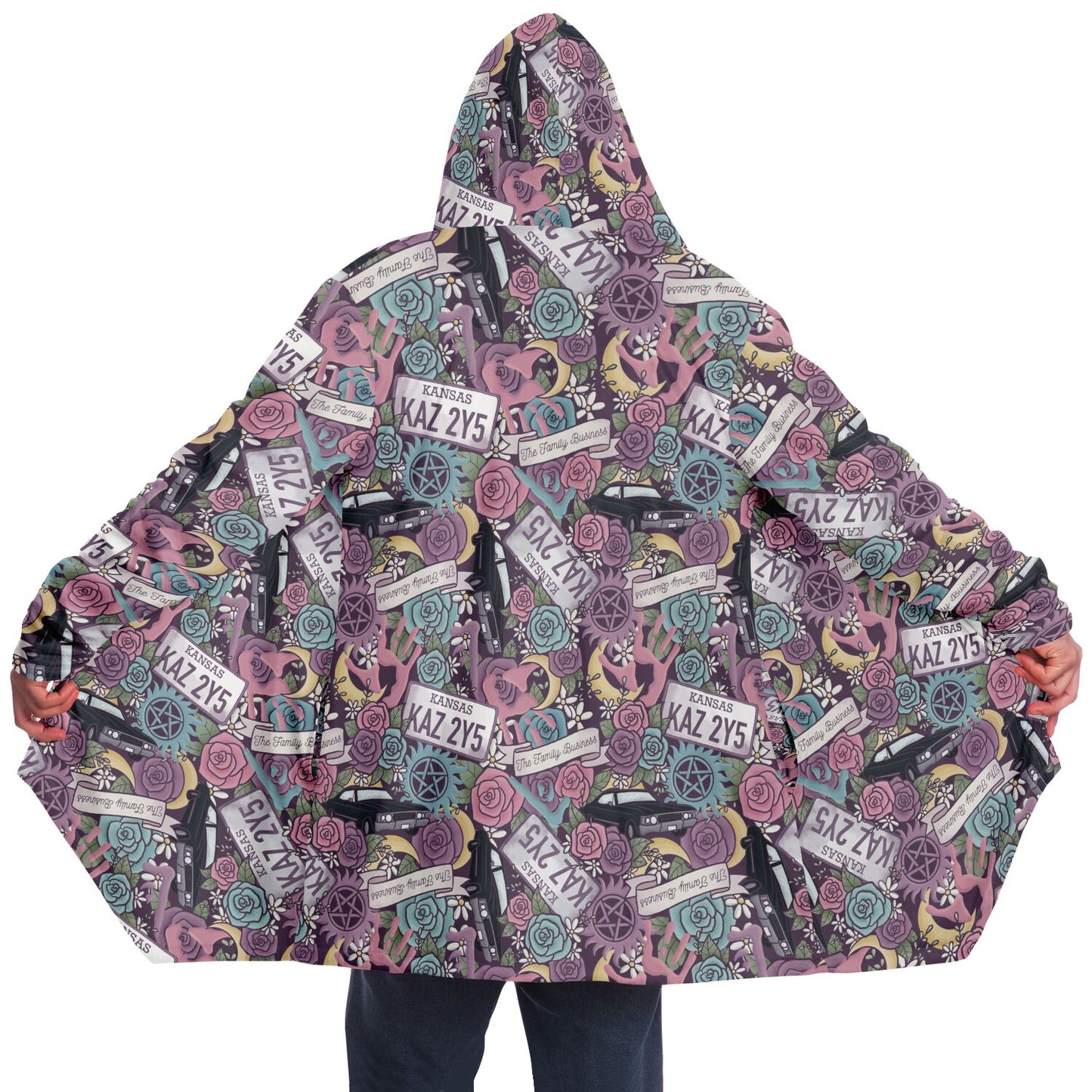 Winchester Brothers Supernatural Floral Fleece Lined Hooded Cloak