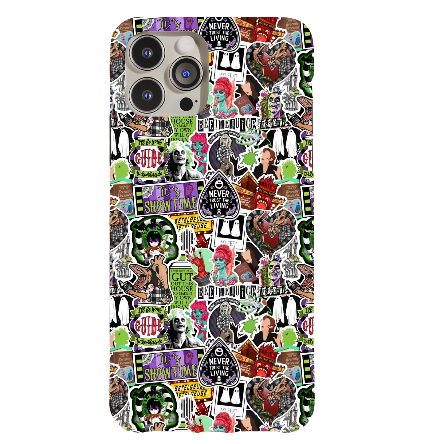 a phone case with many stickers on it