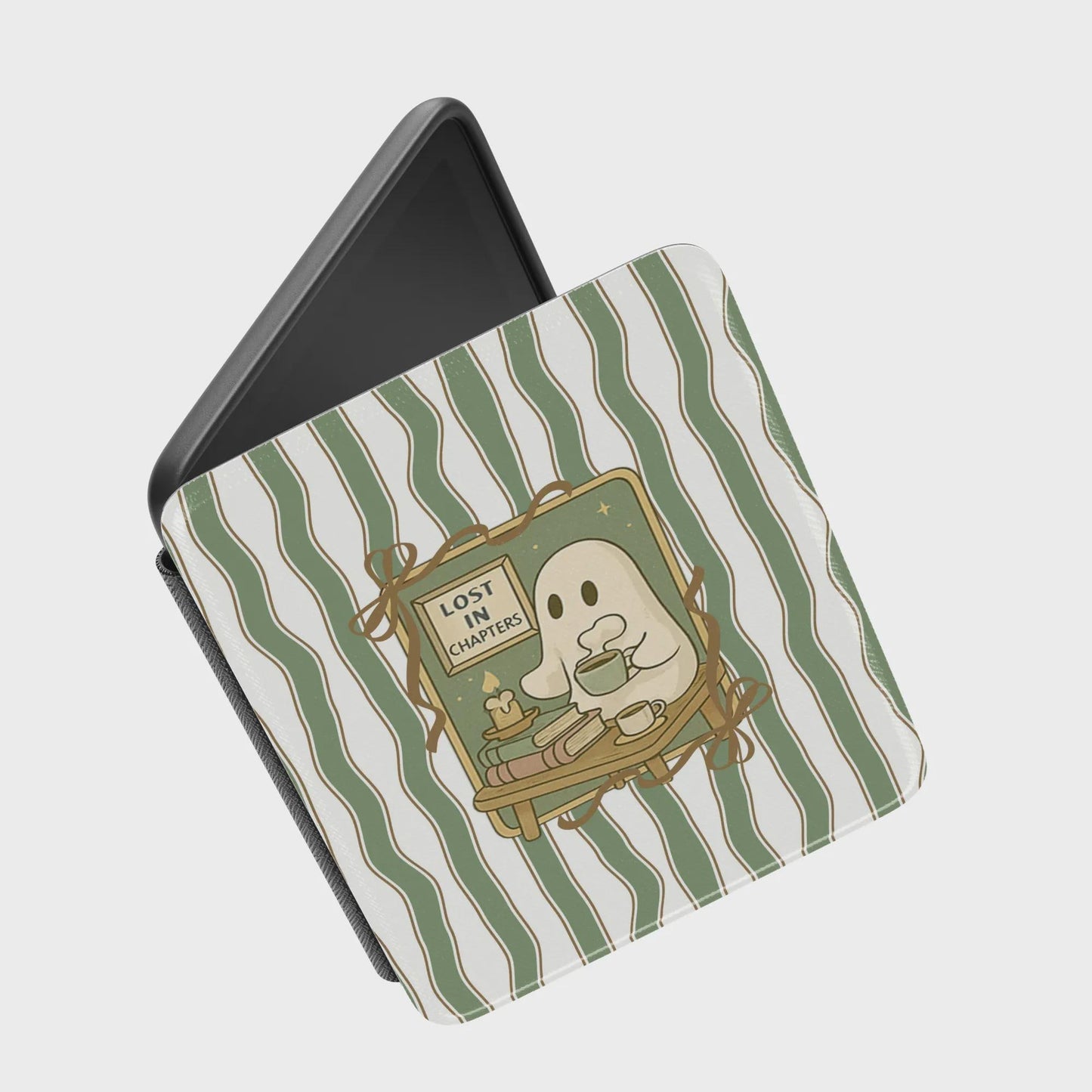 Coquette Lost in Chapter Ghostie Leather Kindle Case with Hand Strap