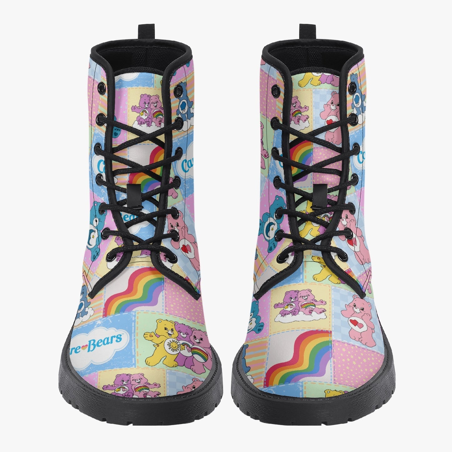 Care Bear Patchwork Leather Combat Boots