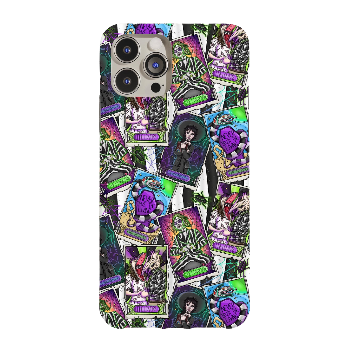 a phone case with a bunch of pictures on it