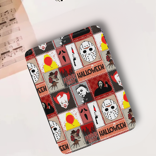 Halloween Horror Movies Patchwork Leather Kindle Case with Hand Strap