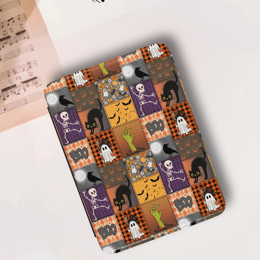 Halloween Patchwork Leather Kindle Case with Hand Strap