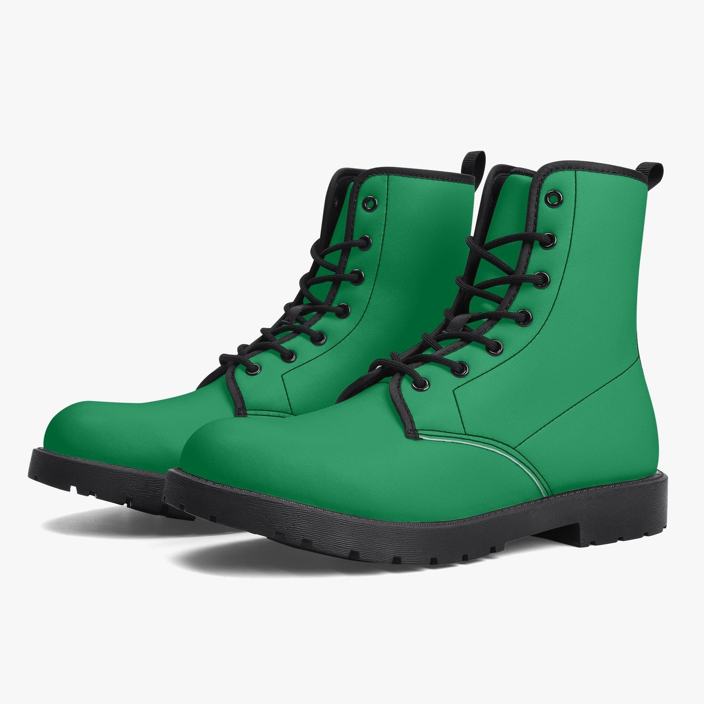 Green Leather Combat Boots