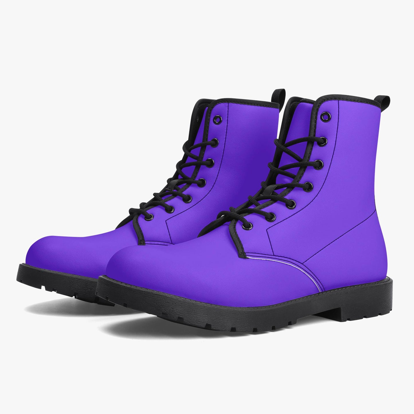 Purple Leather Combat Boots