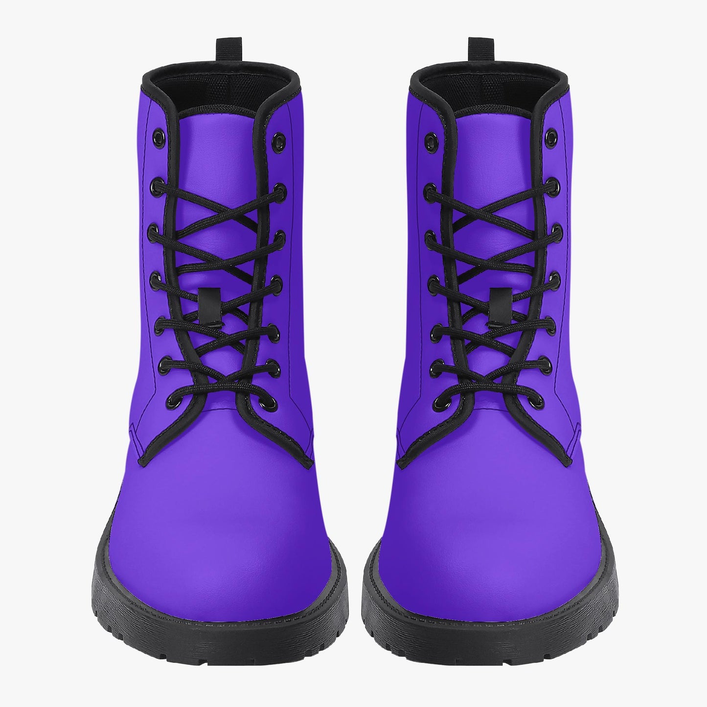 Purple Leather Combat Boots