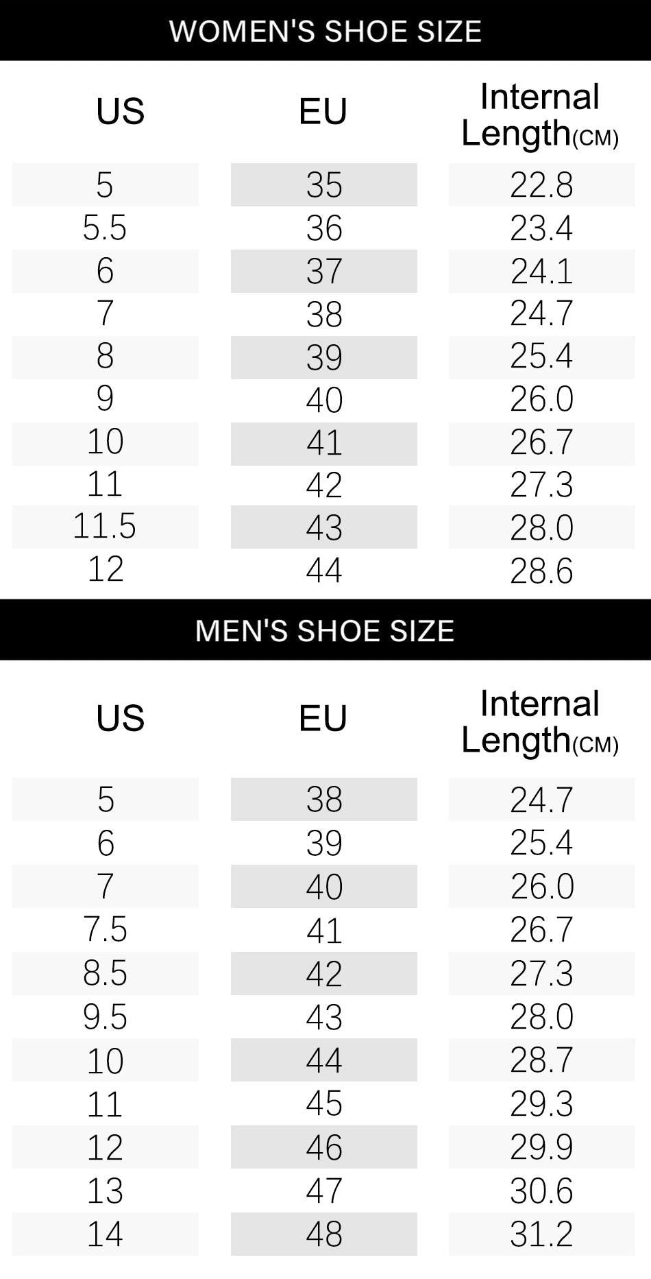 a comparison of men's shoe sizes and women's shoe sizes