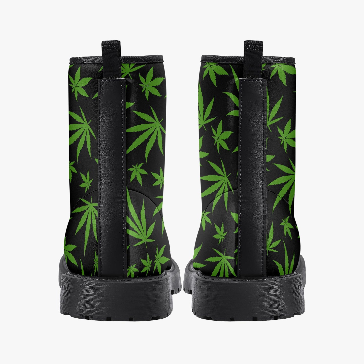 Weed Leaves 420 Leather Combat Boots