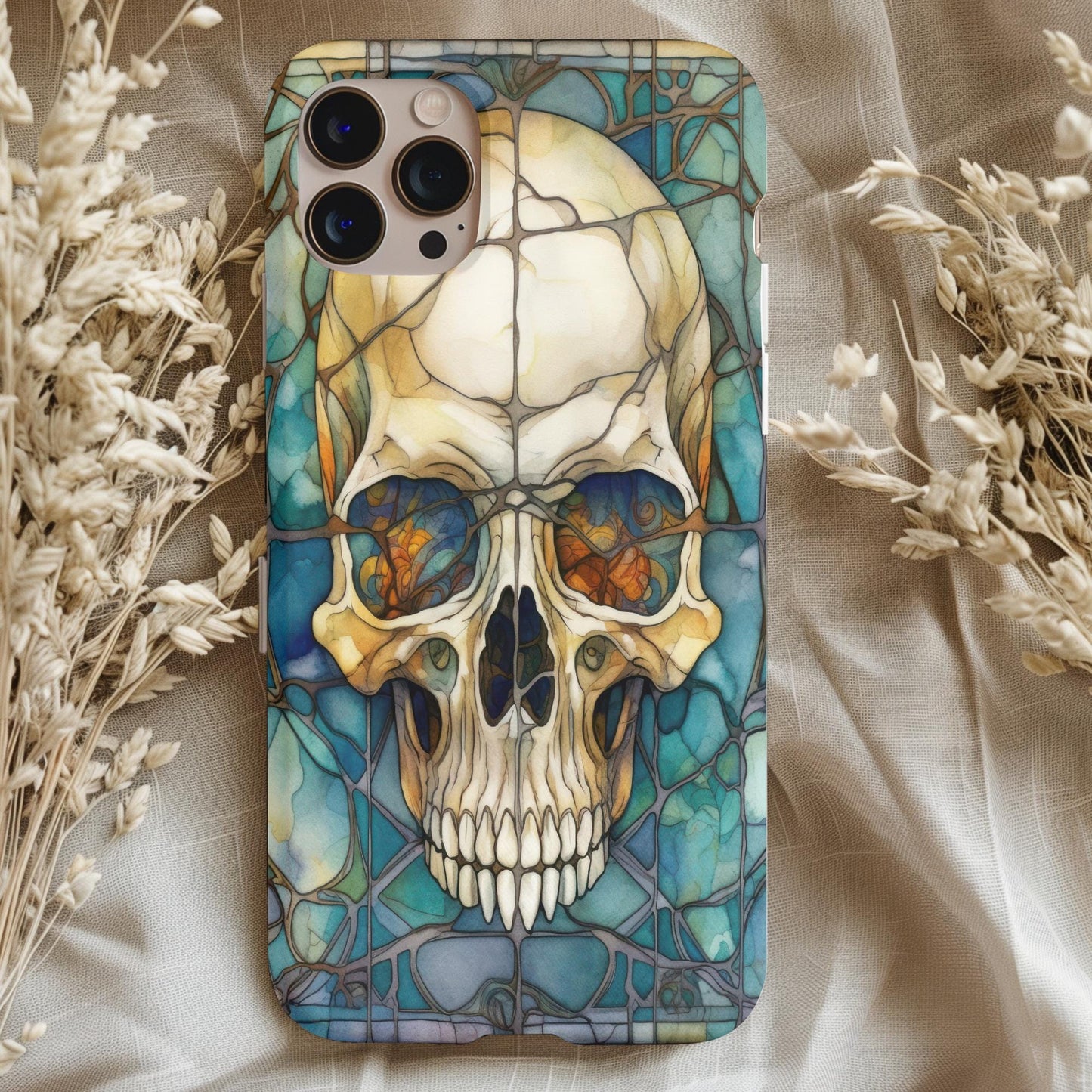 Stained Glass Skull Skeleton Phone Case