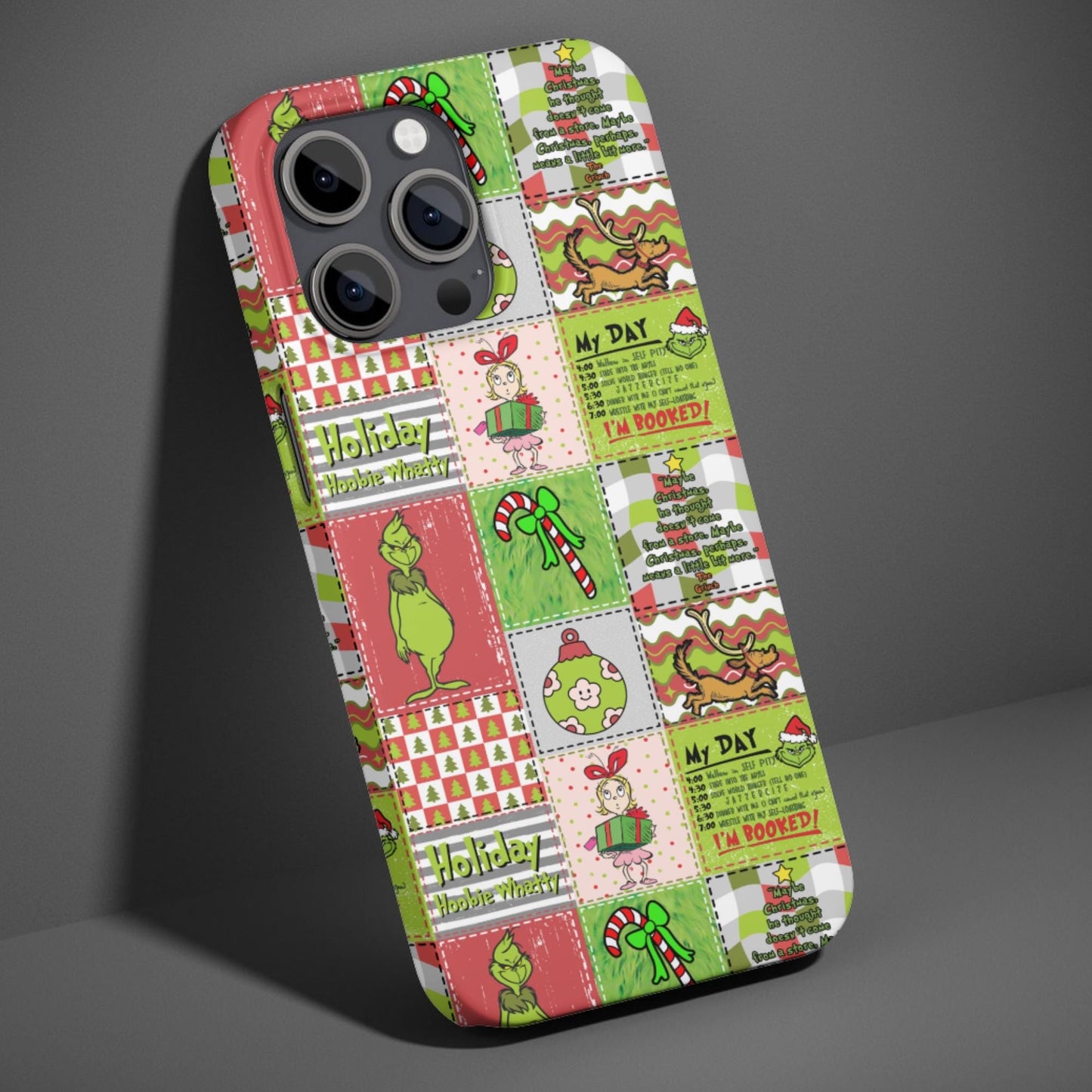 Christmas Grinch Patchwork Phone Case