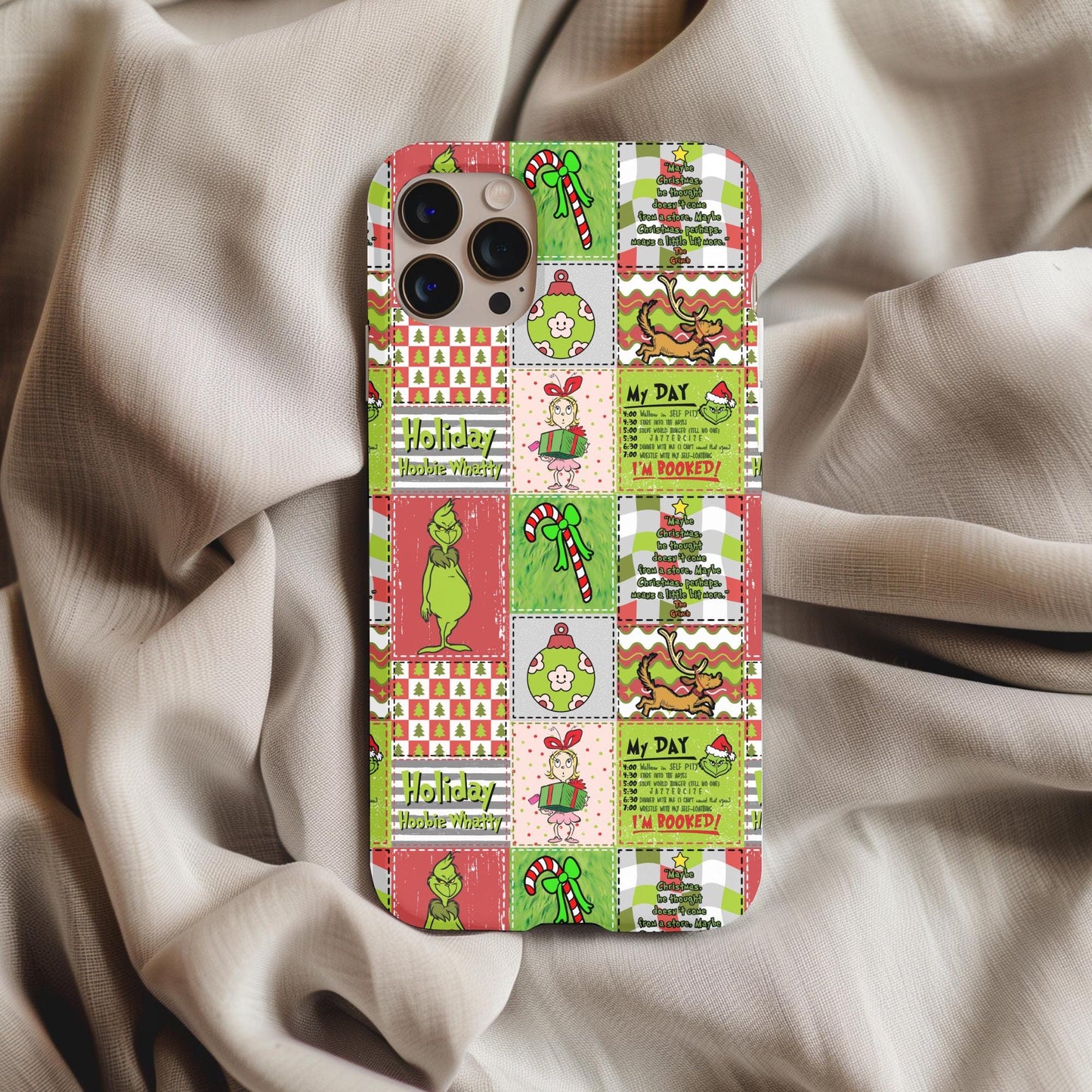 Christmas Grinch Patchwork Phone Case