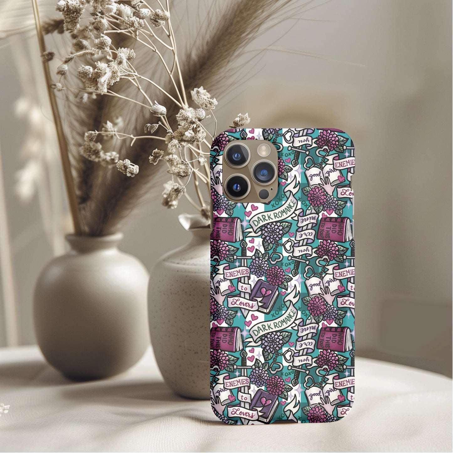 Dark Romance Floral Bookish Phone Case