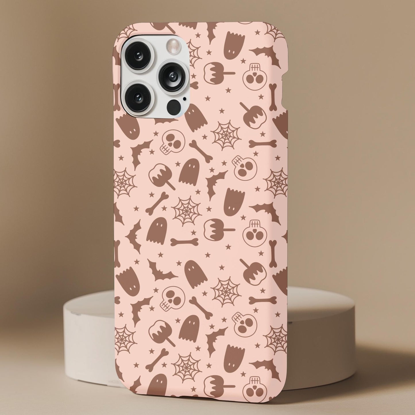 Beige Aesthetic Halloween Pattern Phone Case