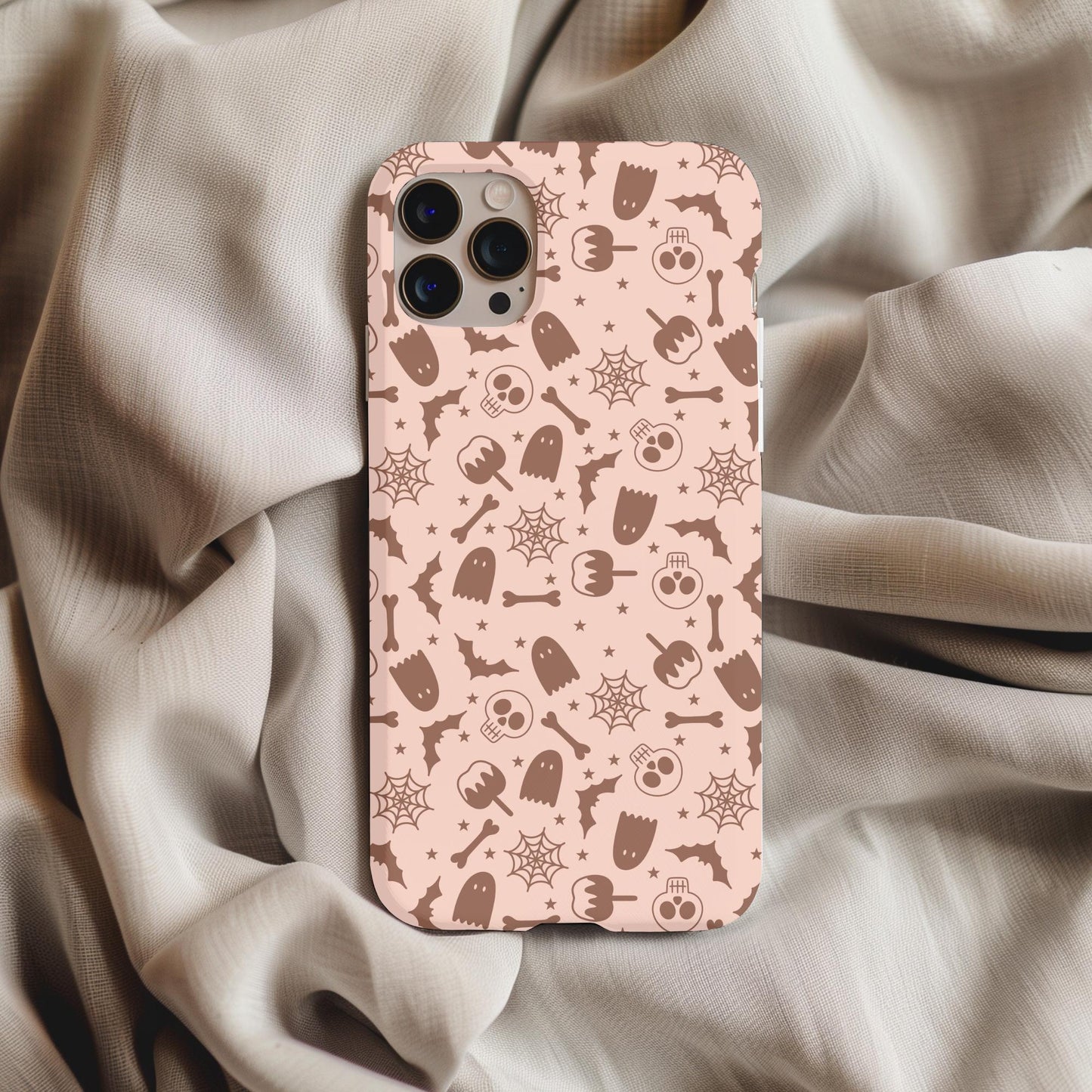 Beige Aesthetic Halloween Pattern Phone Case