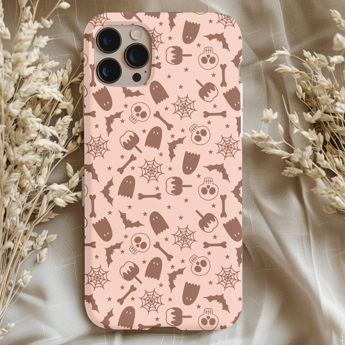 Beige Aesthetic Halloween Pattern Phone Case