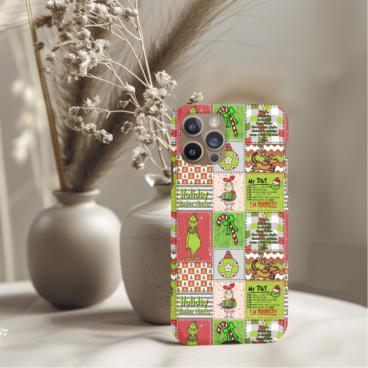 Christmas Grinch Patchwork Phone Case