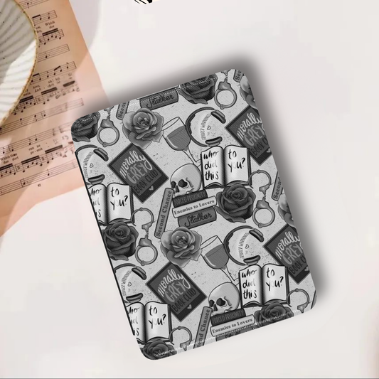 Bookish Morally Grey Leather Kindle Case with Hand Strap