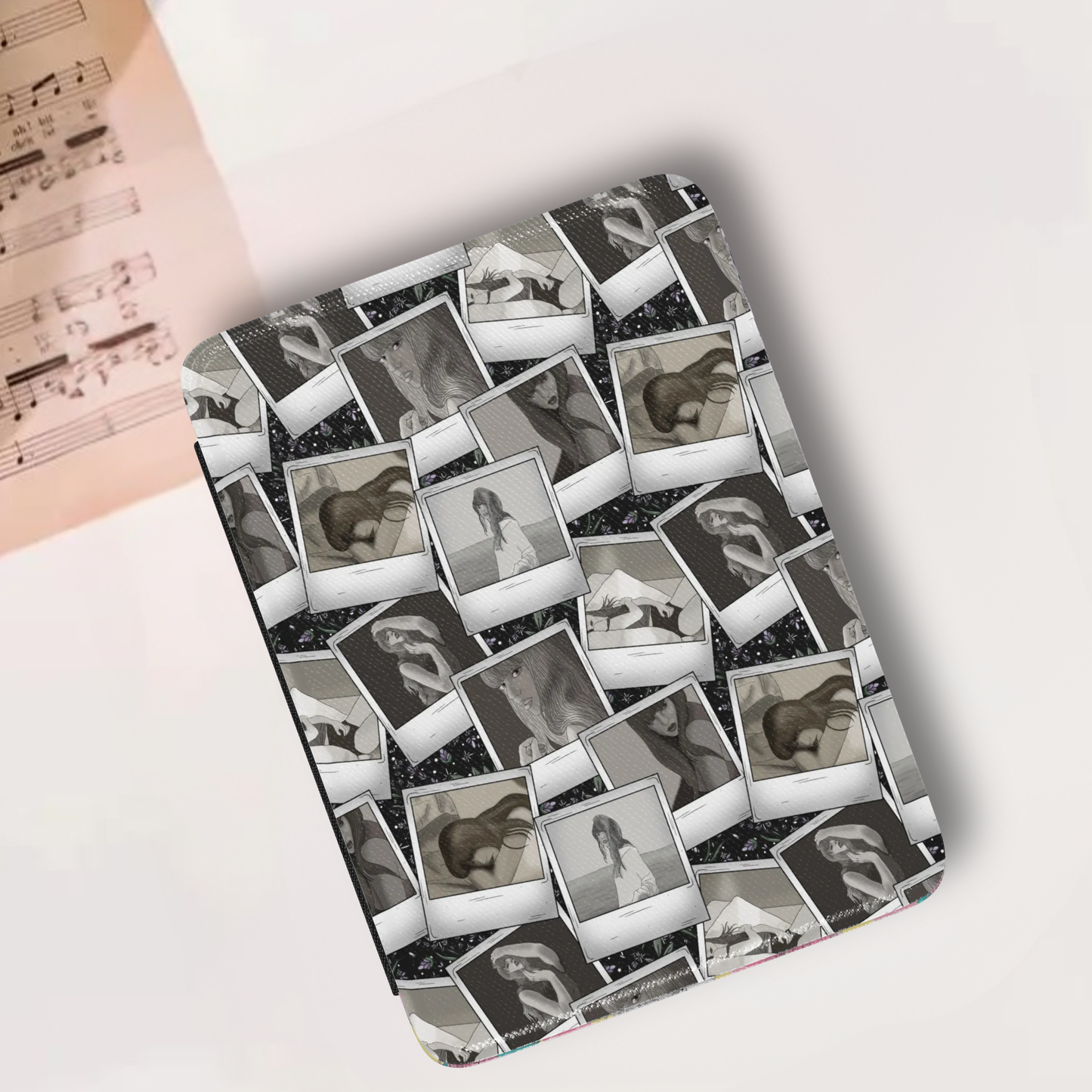 Swiftie Tortured Poet Polaroid Leather Kindle Case with Hand Strap