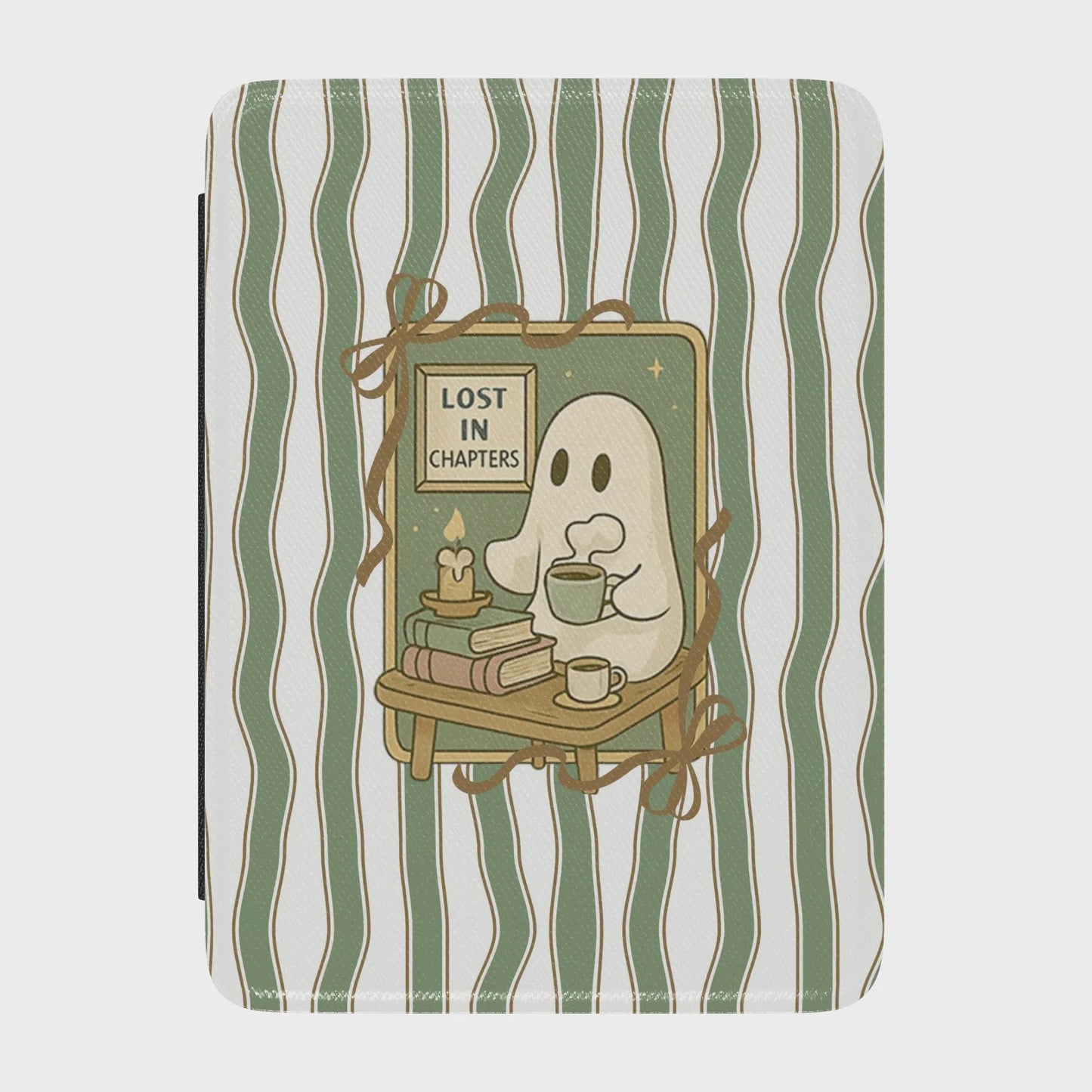 Coquette Lost in Chapter Ghostie Leather Kindle Case with Hand Strap