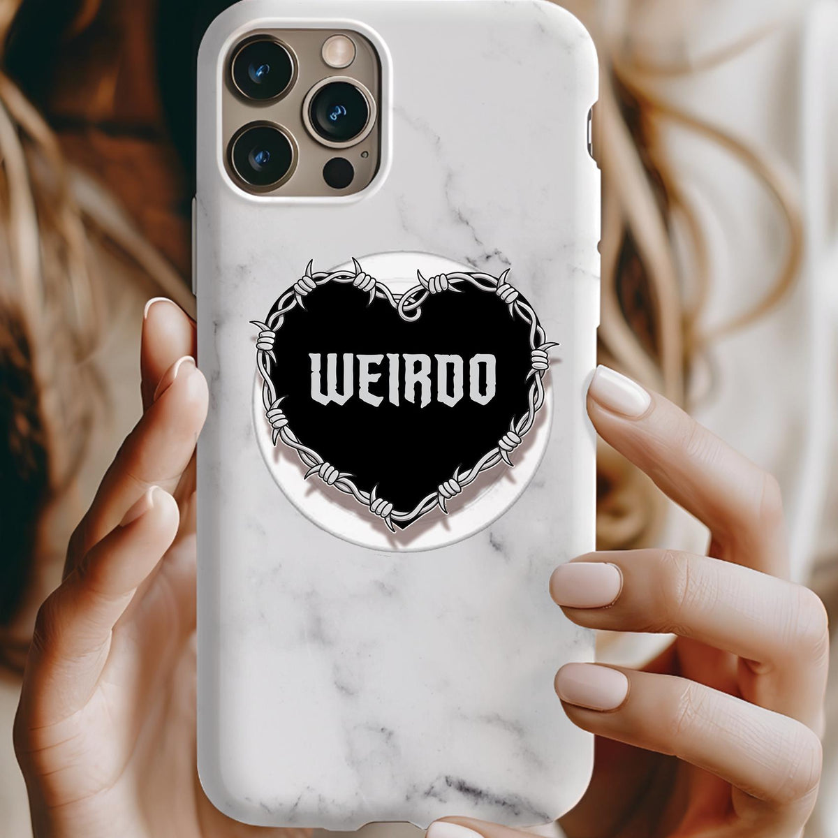 Weirdo Barbed Wire Heart Holographic MagSafe Kindle Phone Grip
