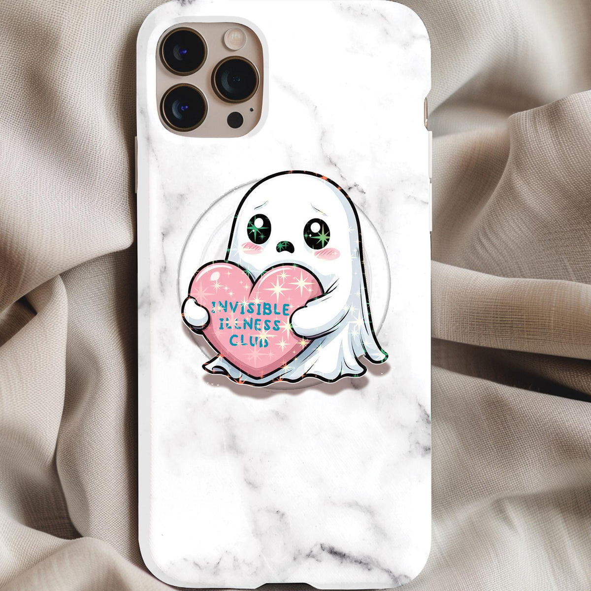 Invisible Illness Club Ghost Holographic MagSafe Kindle Phone Grip