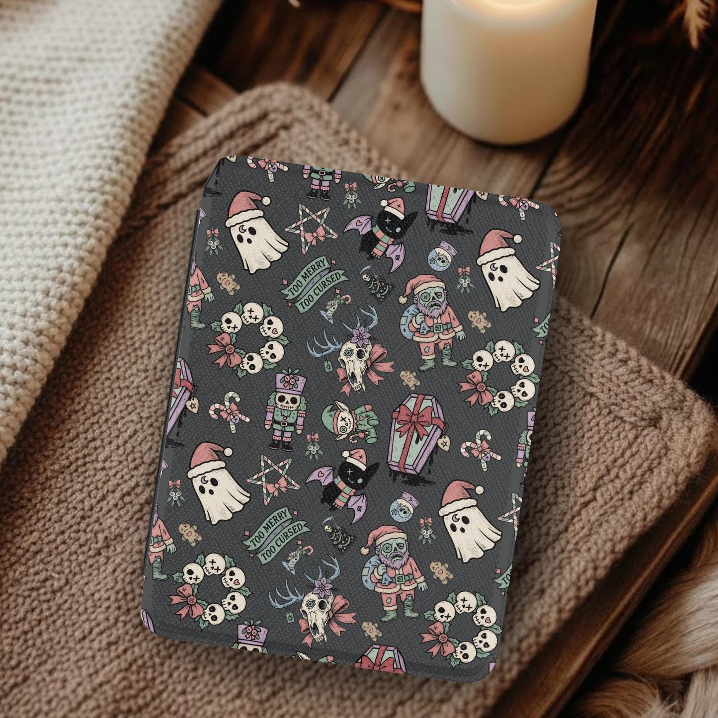 Creepy Christmas Leather Kindle Case with Hand Strap