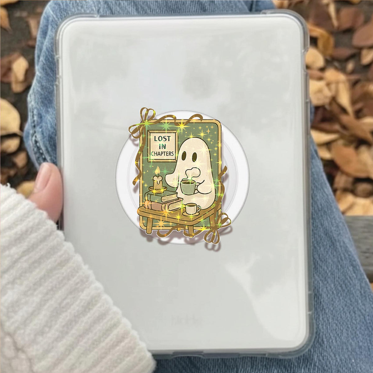 Ghost Reader Stamp Holographic MagSafe Kindle Phone Grip