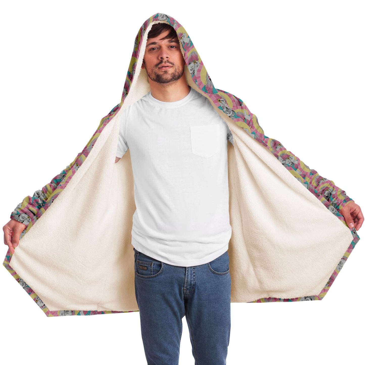 Pop Art TSwift Pattern Fleece Lined Hooded Cloak