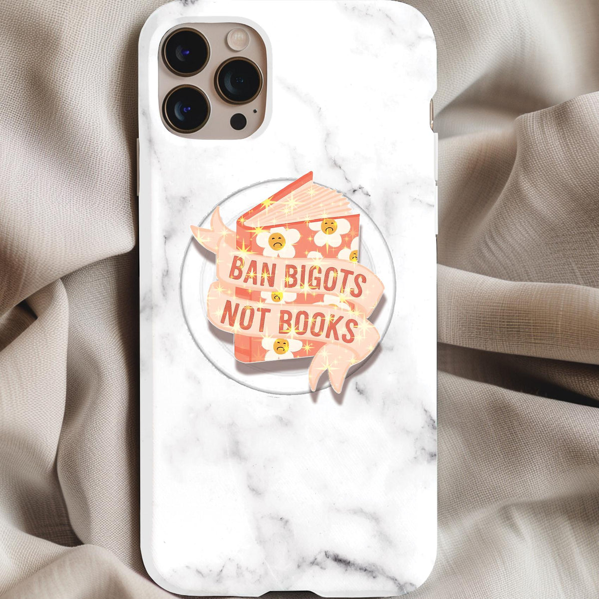 Ban Bigots Not Books Holographic MagSafe Kindle Phone Grip