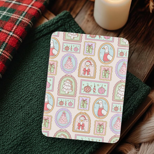 Coquette Christmas Goose Frames Leather Kindle Case with Hand Strap