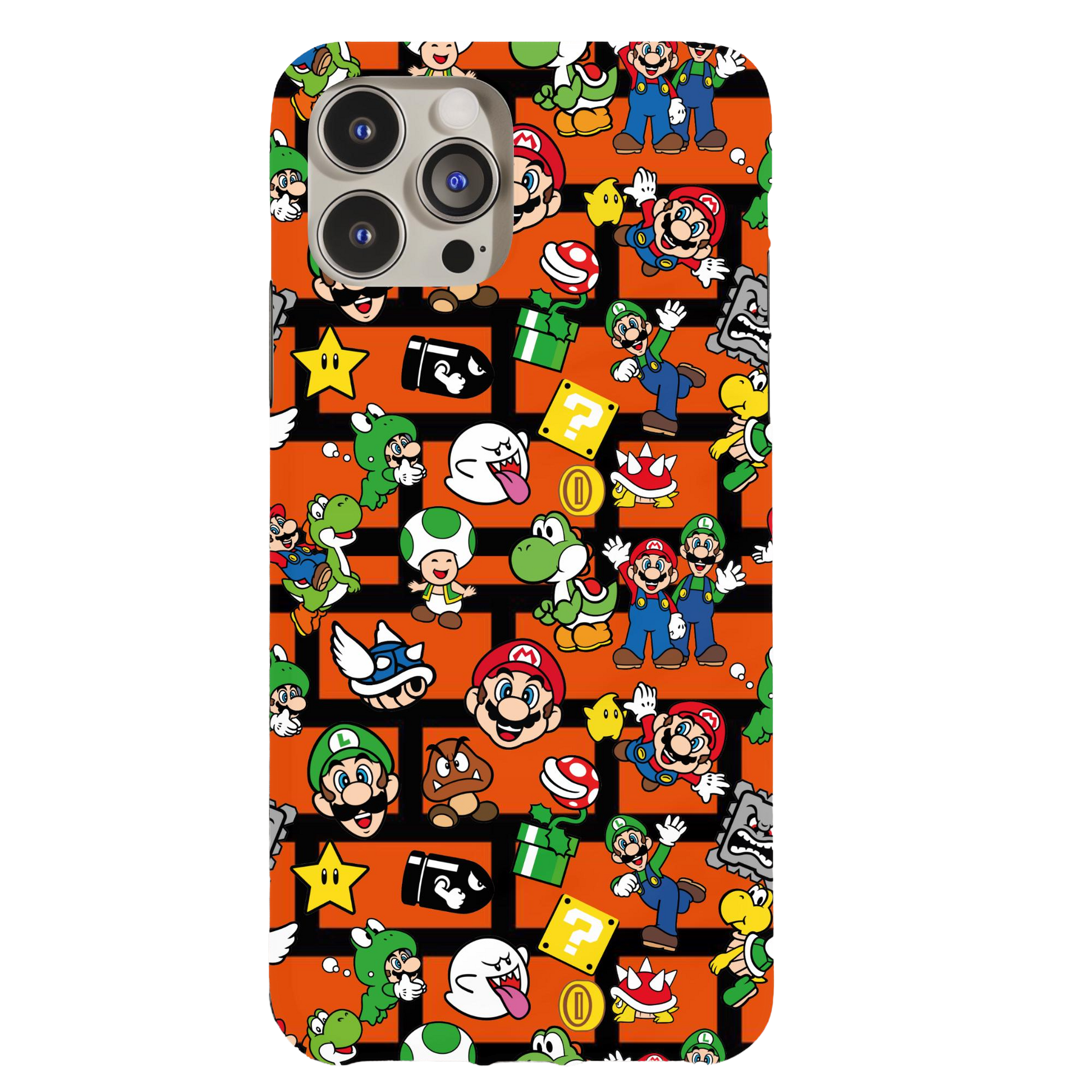 a phone case with a bunch of cartoon characters on it