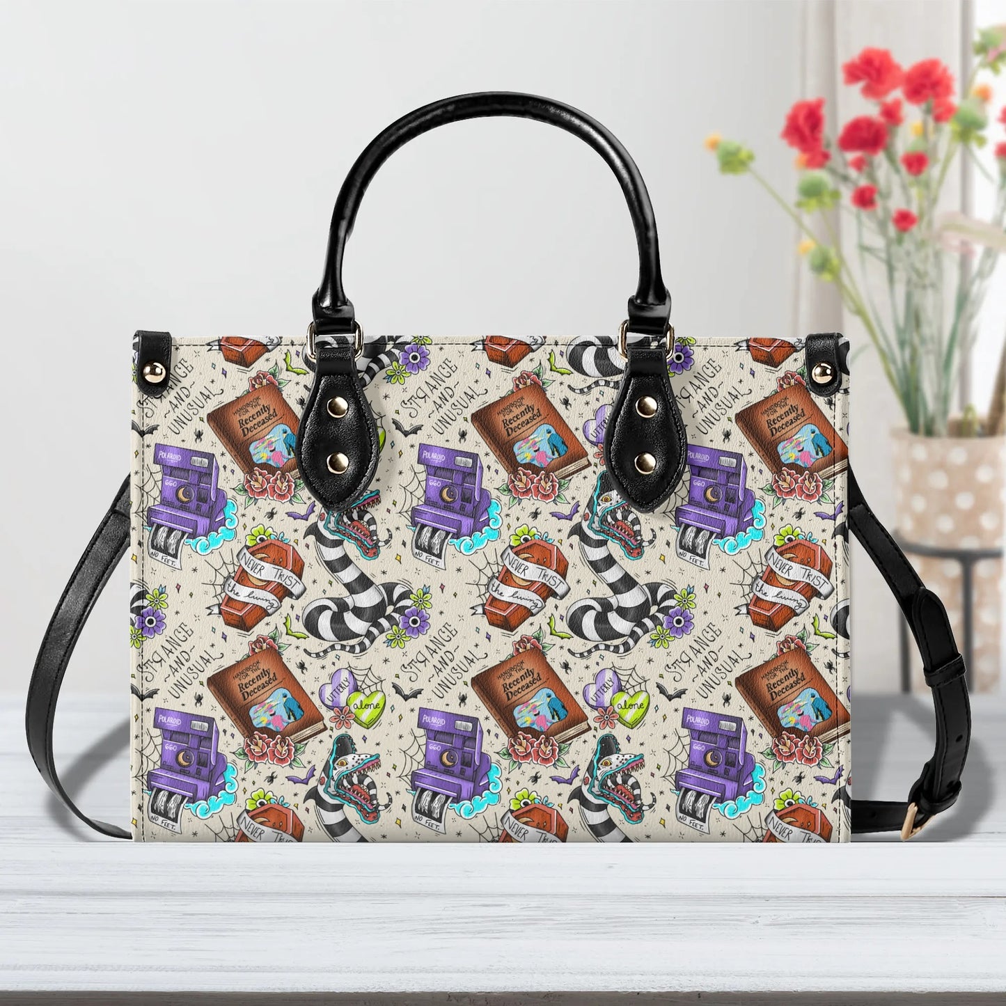 Strange and Unusual Beetlejuice Sandworm Luxury Women Leather Handbag