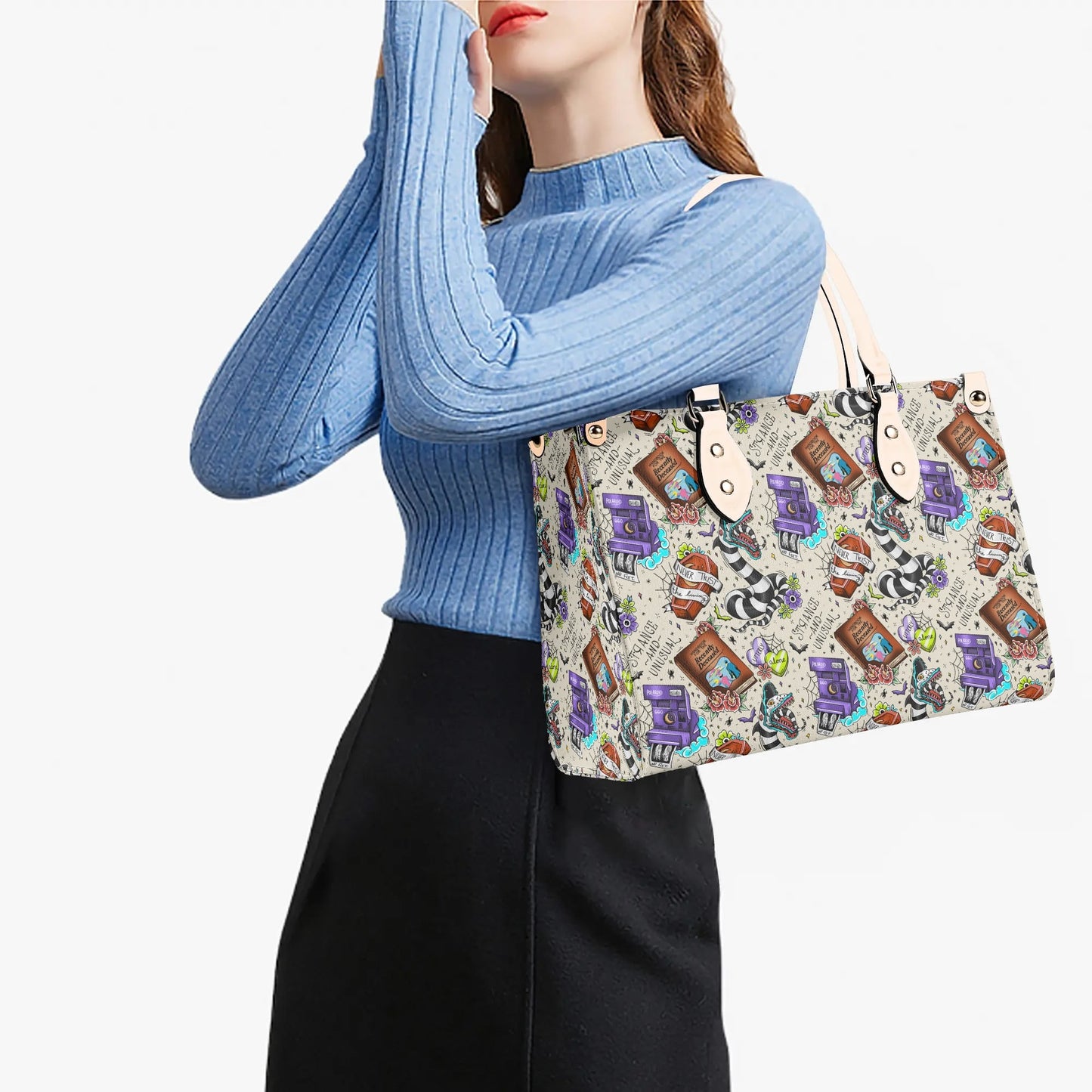 Strange and Unusual Beetlejuice Sandworm Luxury Women Leather Handbag