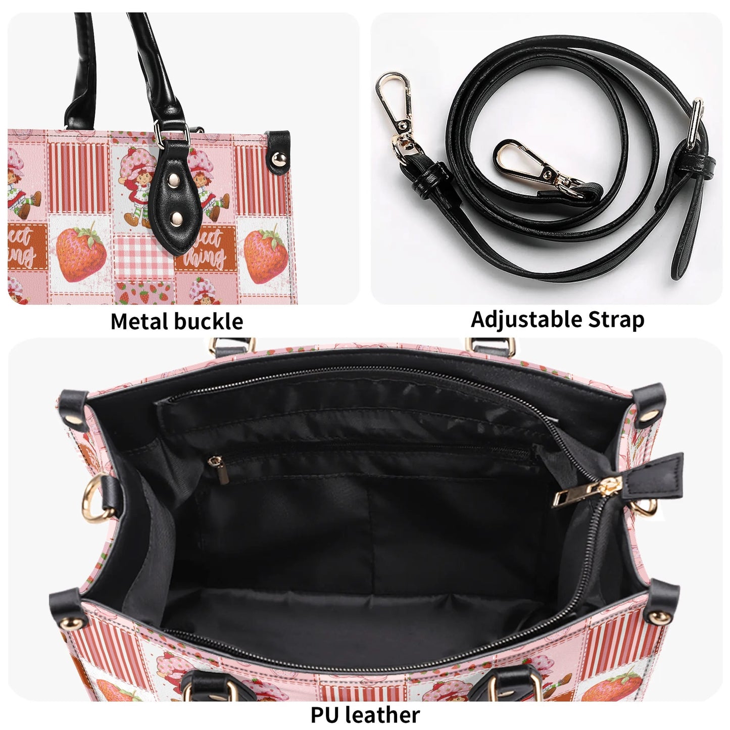 Strawberry Shortcake Patchwork Luxury Women Leather Handbag