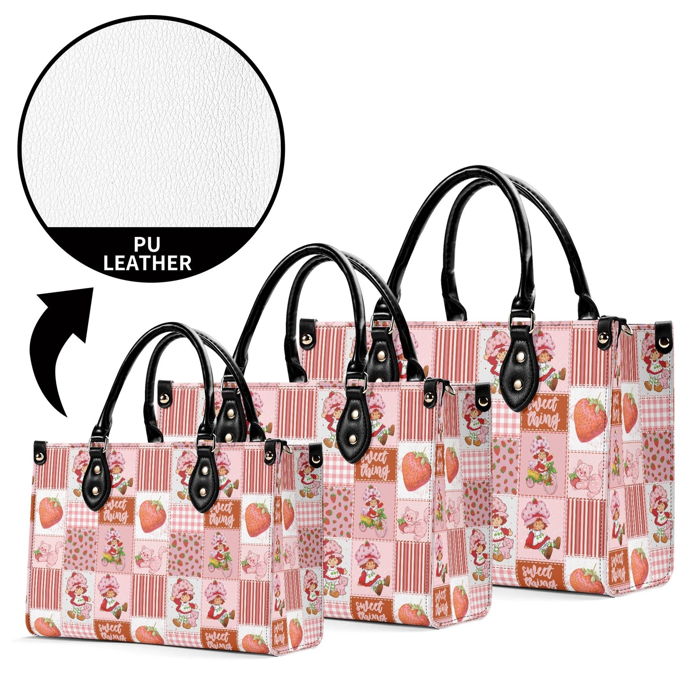 Strawberry Shortcake Patchwork Luxury Women Leather Handbag