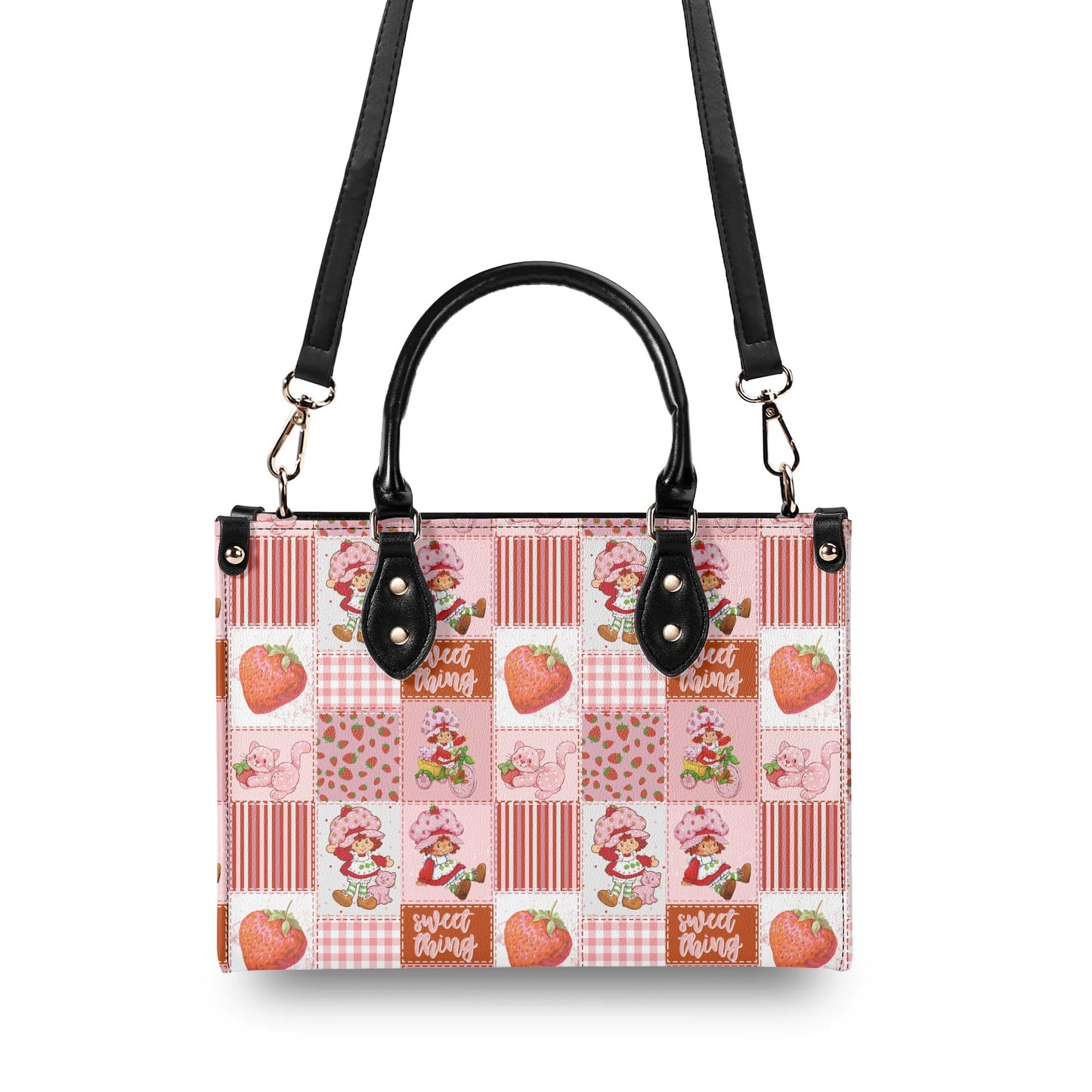Strawberry Shortcake Patchwork Luxury Women Leather Handbag