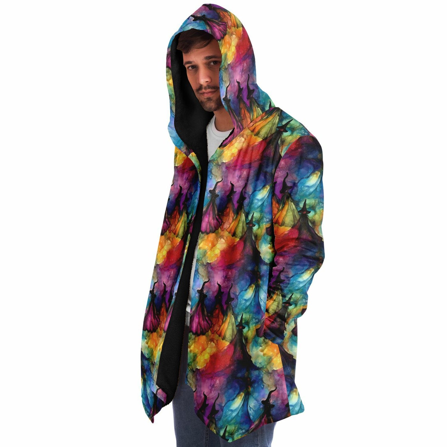 Neon Sneaky Witches Fleece Lined Hooded Cloak