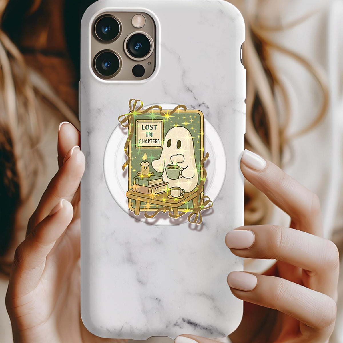Ghost Reader Stamp Holographic MagSafe Kindle Phone Grip