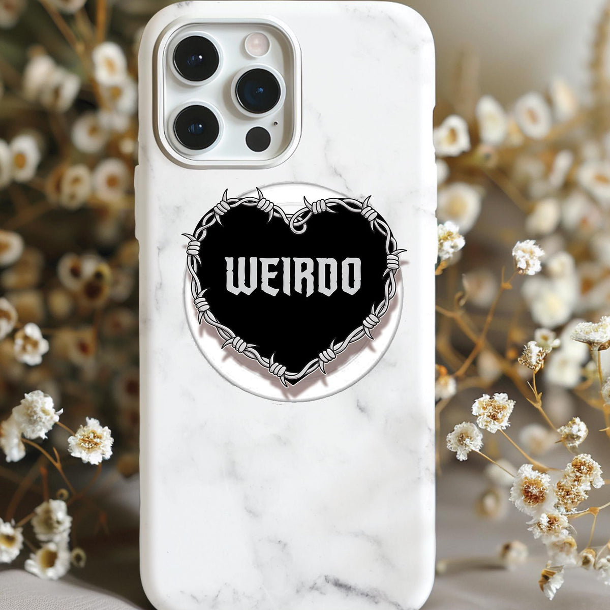 Weirdo Barbed Wire Heart Holographic MagSafe Kindle Phone Grip