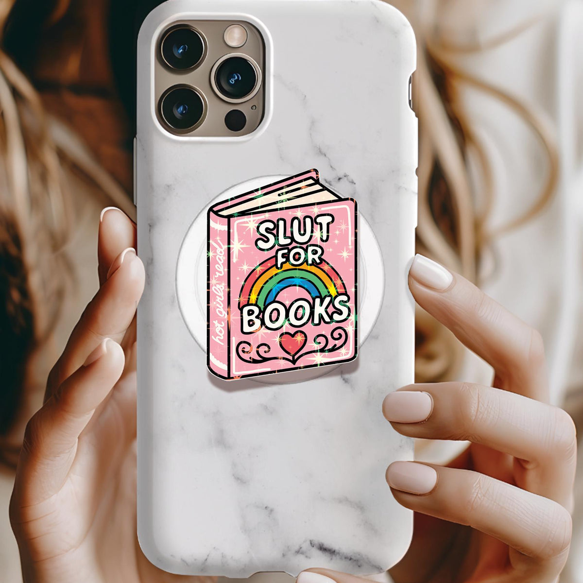 Slut for Books Holographic MagSafe Kindle Phone Grip