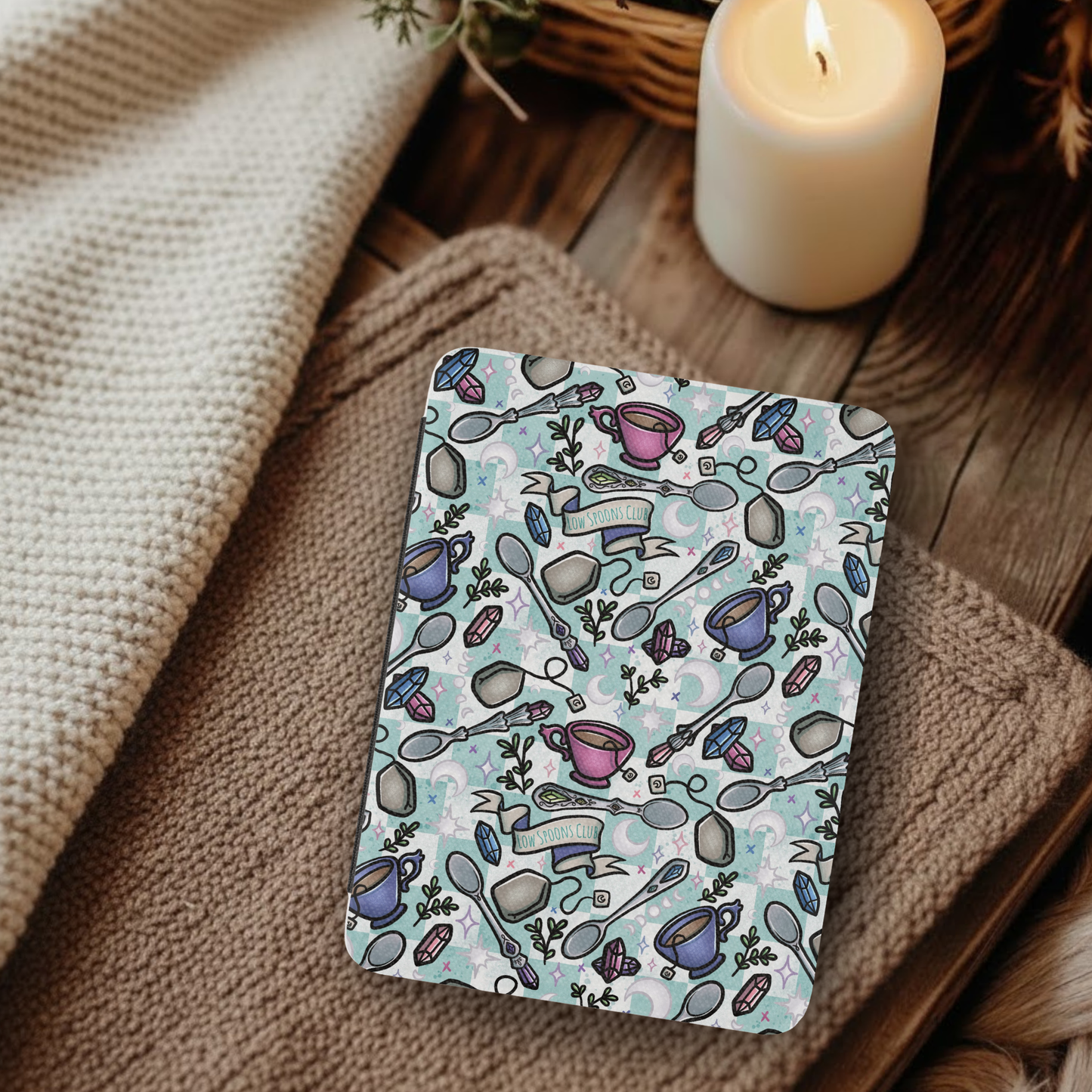 Spoonie Invisible Illness Leather Kindle Case with Hand Strap