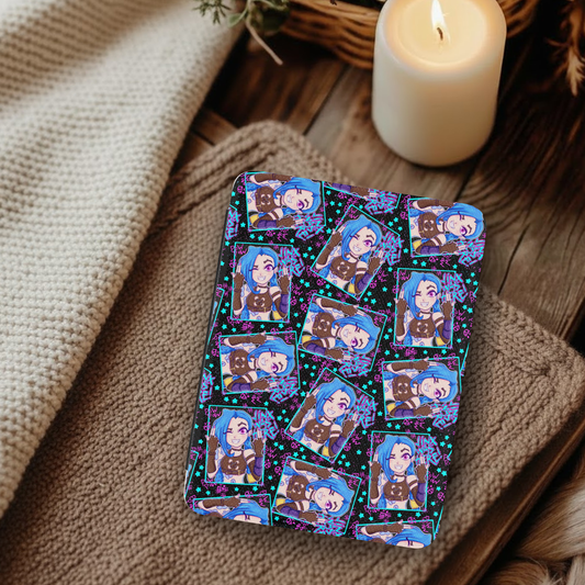 Arcane Jinx Cartoon Leather Kindle Case with Hand Strap