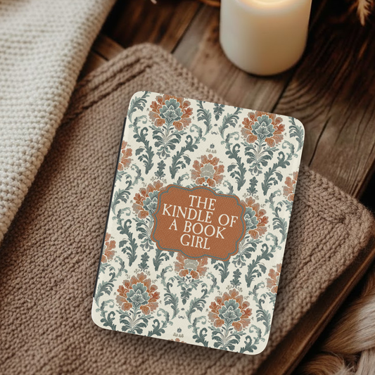 Vintage Damask Kindle of a Book Girl Showgirl Leather Kindle Case with Hand Strap