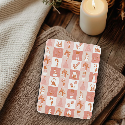 Pink Christmas Leather Kindle Case with Hand Strap