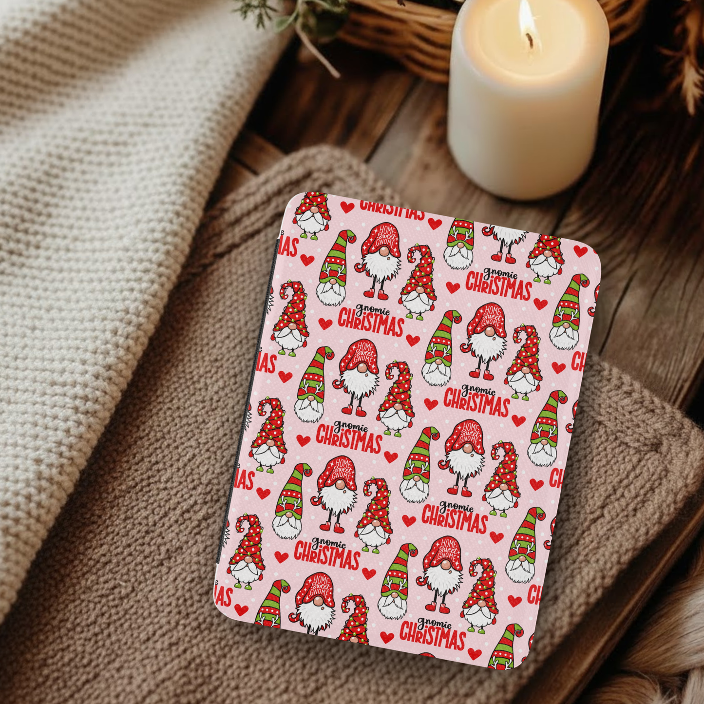 Coquette Christmas Gnome Leather Kindle Case with Hand Strap