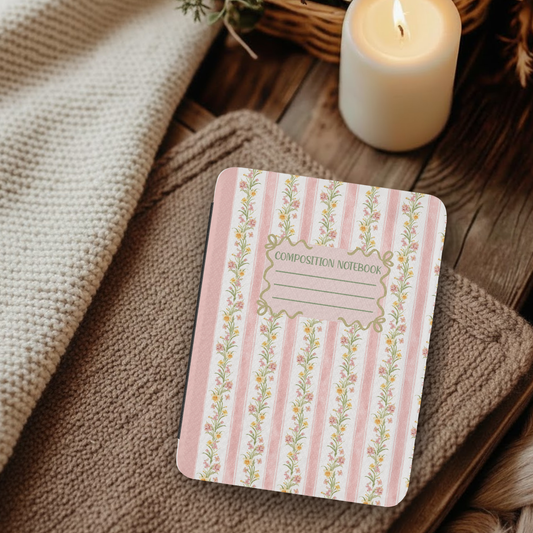 Floral Composition Notebook Leather Kindle Case with Hand Strap